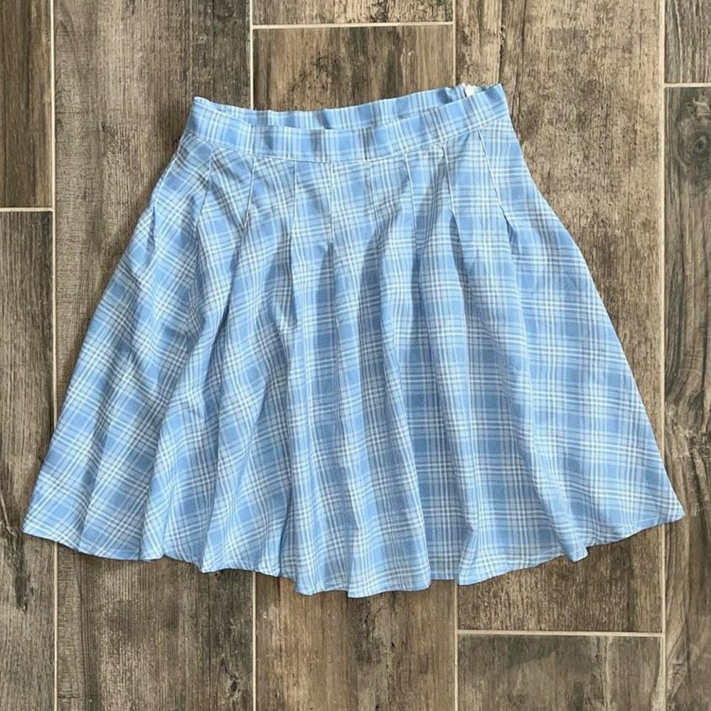 Daisy Street Blue Plaid Skirt